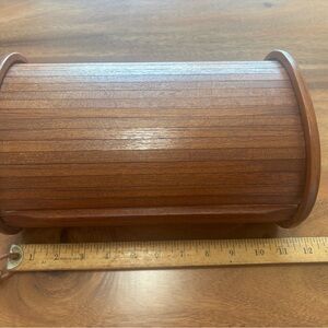 Mid-Century roll top teak desk organizer